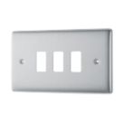 British General Nexus Grid 3-Module Grid Faceplate Brushed Steel