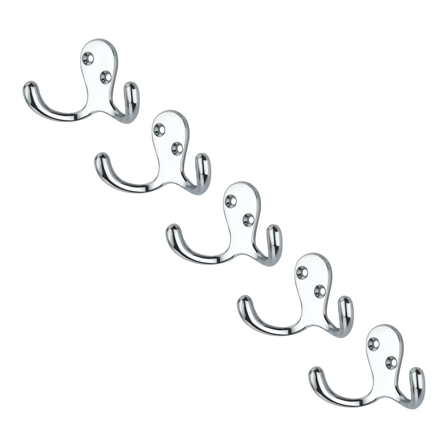 Essentials Double Hooks Polished Chrome 45mm 5 Pack (772TE)