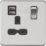 Knightsbridge  13A 1-Gang SP Switched Socket + 2.4A 12W 2-Outlet Type A USB Charger Brushed Chrome with Black Inserts