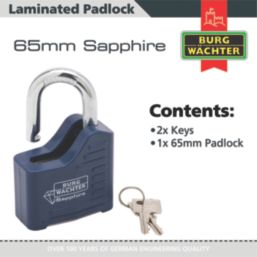 Burg-Wachter Sapphire     Laminated Padlock Blue 64mm