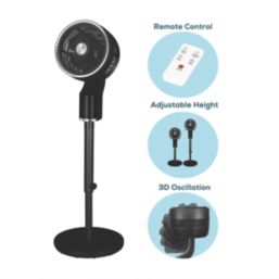 TCP  255mm Black & Silver Pedestal Fan 240V