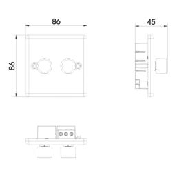 LAP  2-Gang 2-Way LED Dimmer Switch  Matt Black with Colour-Matched Inserts