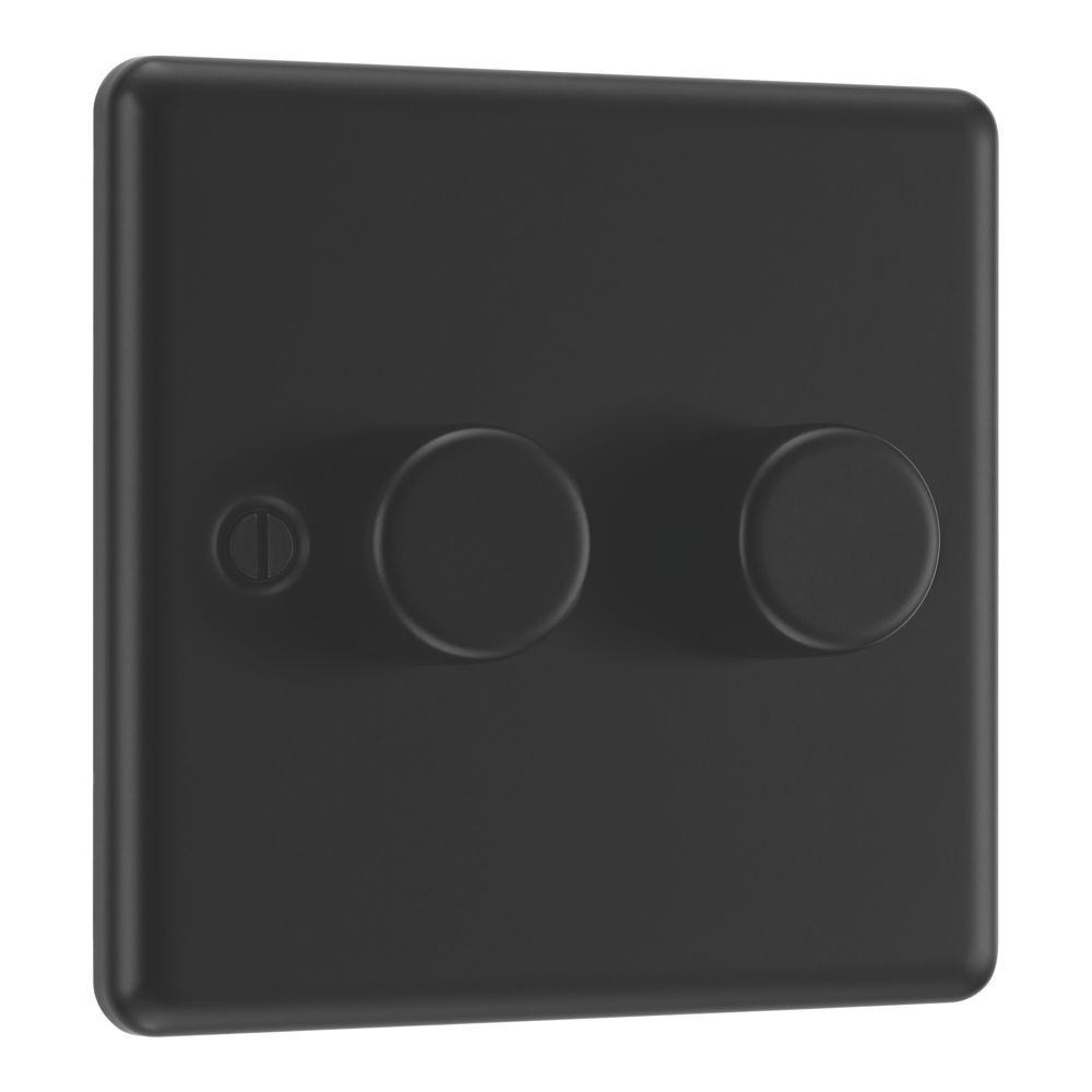 LAP 2-Gang 2-Way LED Dimmer Switch Matt Black with Colour-Matched ...