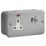 Knightsbridge  13A Key Switch 2-Gang 2-Pole Switched Metal Clad Socket Grey with White Inserts