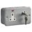 Knightsbridge  13A Key Switch 2-Gang 2-Pole Switched Metal Clad Socket Grey with White Inserts