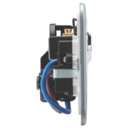 Knightsbridge  13A Key Switch 2-Gang 2-Pole Switched Metal Clad Socket Grey with White Inserts