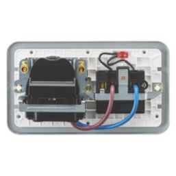 Knightsbridge  13A Key Switch 2-Gang 2-Pole Switched Metal Clad Socket Grey with White Inserts