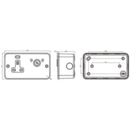 Knightsbridge  13A Key Switch 2-Gang 2-Pole Switched Metal Clad Socket Grey with White Inserts