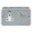 Knightsbridge  13A Key Switch 2-Gang 2-Pole Switched Metal Clad Socket Grey with White Inserts