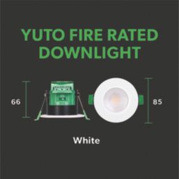 4lite Yuto Fixed  Fire Rated LED Downlight  White 5W 630lm 6 Pack
