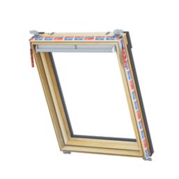 Keylite  Manual Centre-Pivot Grey & Pine Timber Double-Glazed Roof Window Clear 780mm x 980mm