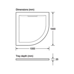 Mira Flight Level Quadrant Shower Tray White 1000mm x 1000mm x 25mm