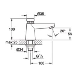 Grohe Euroeco Cosmopolitan CT Chrome 100mm Self-Closing Mono Basin Pillar Tap