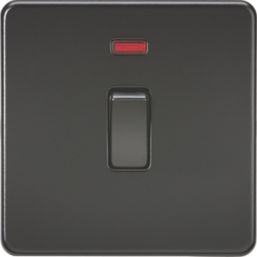 Knightsbridge  20A 1-Gang DP Control Switch Matt Black with LED