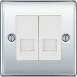British General Nexus Metal 2-Gang Master Telephone Socket Polished Chrome