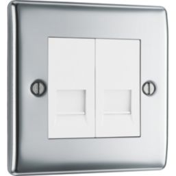 British General Nexus Metal 2-Gang Master Telephone Socket Polished Chrome