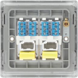 British General Nexus Metal 2-Gang Master Telephone Socket Polished Chrome