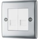 British General Nexus Metal 2-Gang Master Telephone Socket Polished Chrome