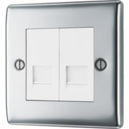 British General Nexus Metal 2-Gang Master Telephone Socket Polished Chrome