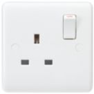 Knightsbridge Curved Edge 13A 1-Gang DP Switched Plug Socket White