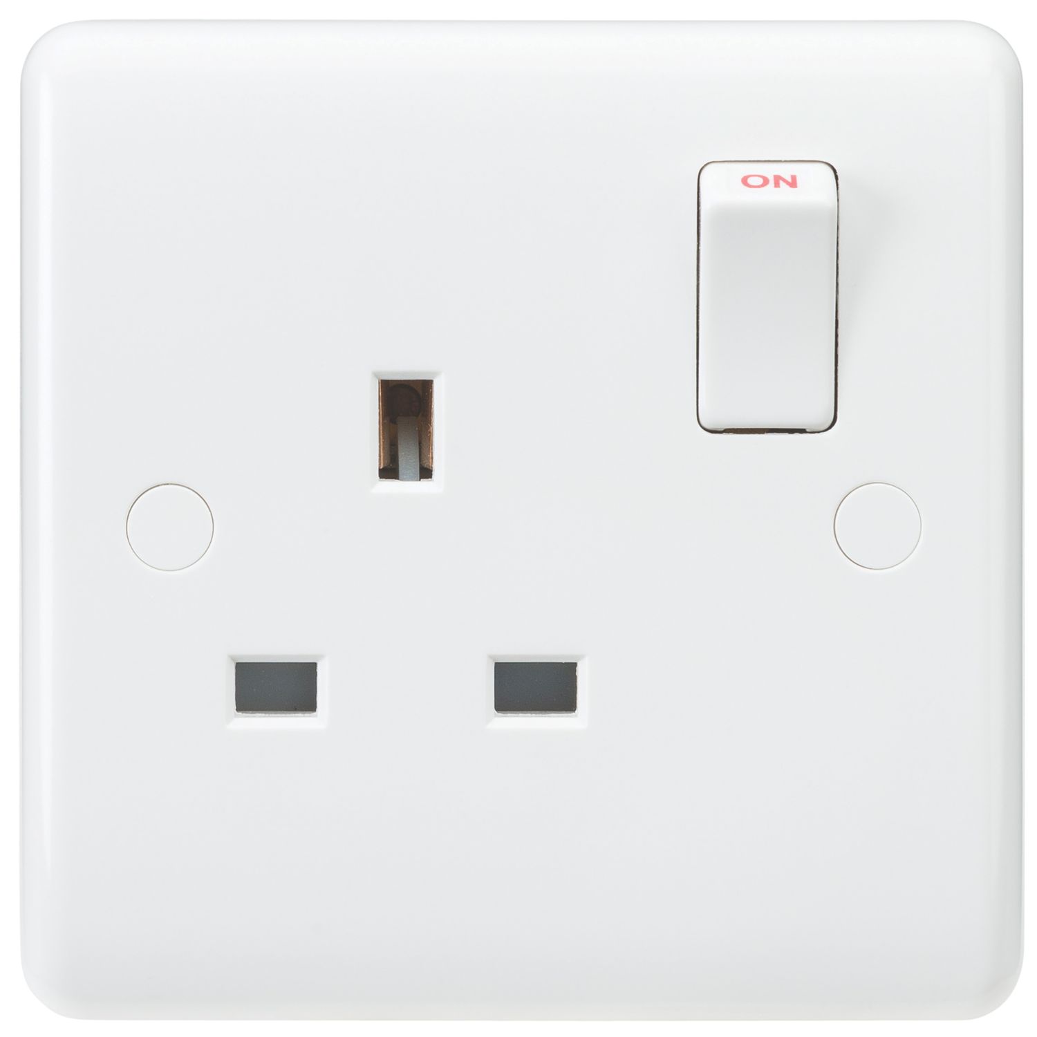 Knightsbridge Curved Edge 13A 1-Gang DP Switched Plug Socket White (773YA)
