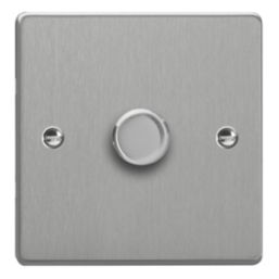 Varilight V-Pro 1-Gang 2-Way LED Dimmer Switch  Brushed Steel with Colour-Matched Inserts