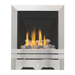 Focal Point Lulworth Stainless Steel Rotary Control Inset Gas Multiflue Fire 480mm x 108mm x 585mm