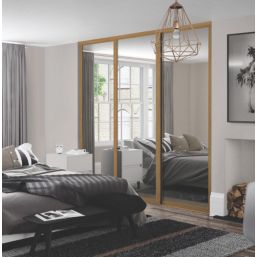 Spacepro Shaker 3-Door Framed Sliding Wardrobe Doors Oak Frame Mirror Panel 2692mm x 2260mm