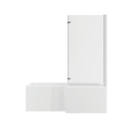 Essentials Acrylic L-Shape Shower Bath Right-Hand