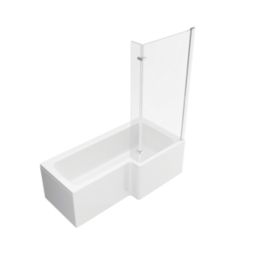 Essentials Acrylic L-Shape Shower Bath Right-Hand