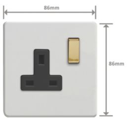 Varilight  13A 1-Gang 2-Pole Switched Socket Paintable  with Black Inserts