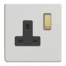 Varilight  13A 1-Gang 2-Pole Switched Socket Paintable  with Black Inserts