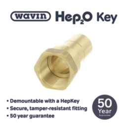 Hep2O  Brass Push-Fit Adapting Female Coupler 22mm x 3/4"