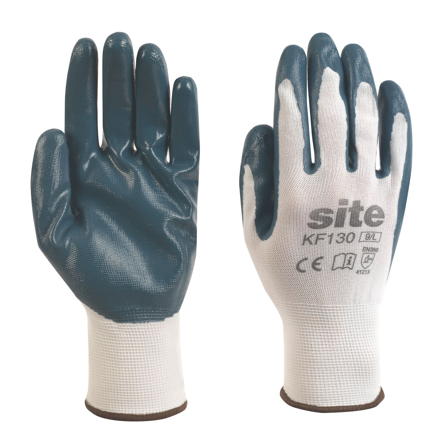 Site Nitrile Coated Gloves White/Blue Large (774FR)