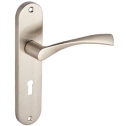 Smith & Locke Bude Fire Rated Lever Lock Door Handles Pair Brushed Nickel