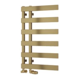 Reina 800mm x 500mm 977BTU Brass Flat Designer Towel Radiator