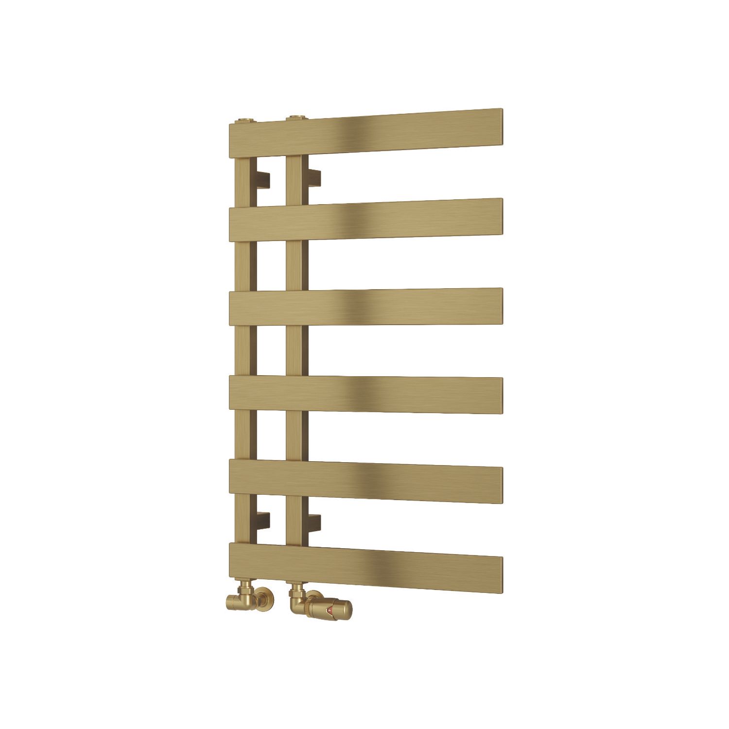 Reina 800mm x 500mm 977BTU Brass Flat Designer Towel Radiator (774LH)