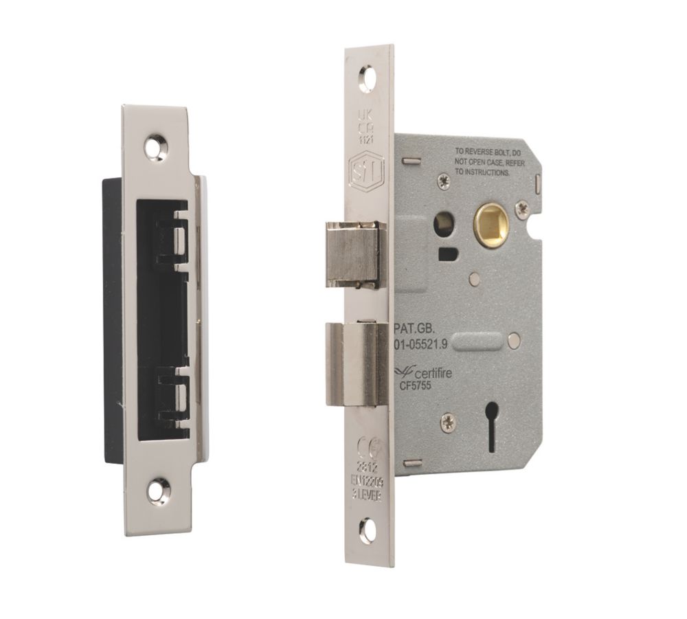 Smith & Locke 3 Lever Polished Chrome Architectural Sash Lock 76mm Case 57mm Backset Screwfix