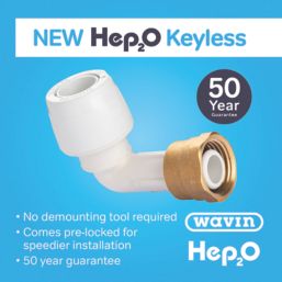Hep2O  Plastic Push-Fit Angled Keyless Tap Connector 15mm x 1/2"