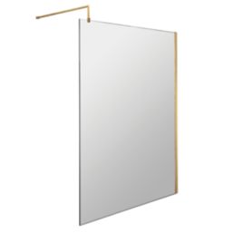ETAL  WRSBB12 Semi-Framed Wetroom Screen with Support Bar Brushed Brass 1200mm x 1950mm