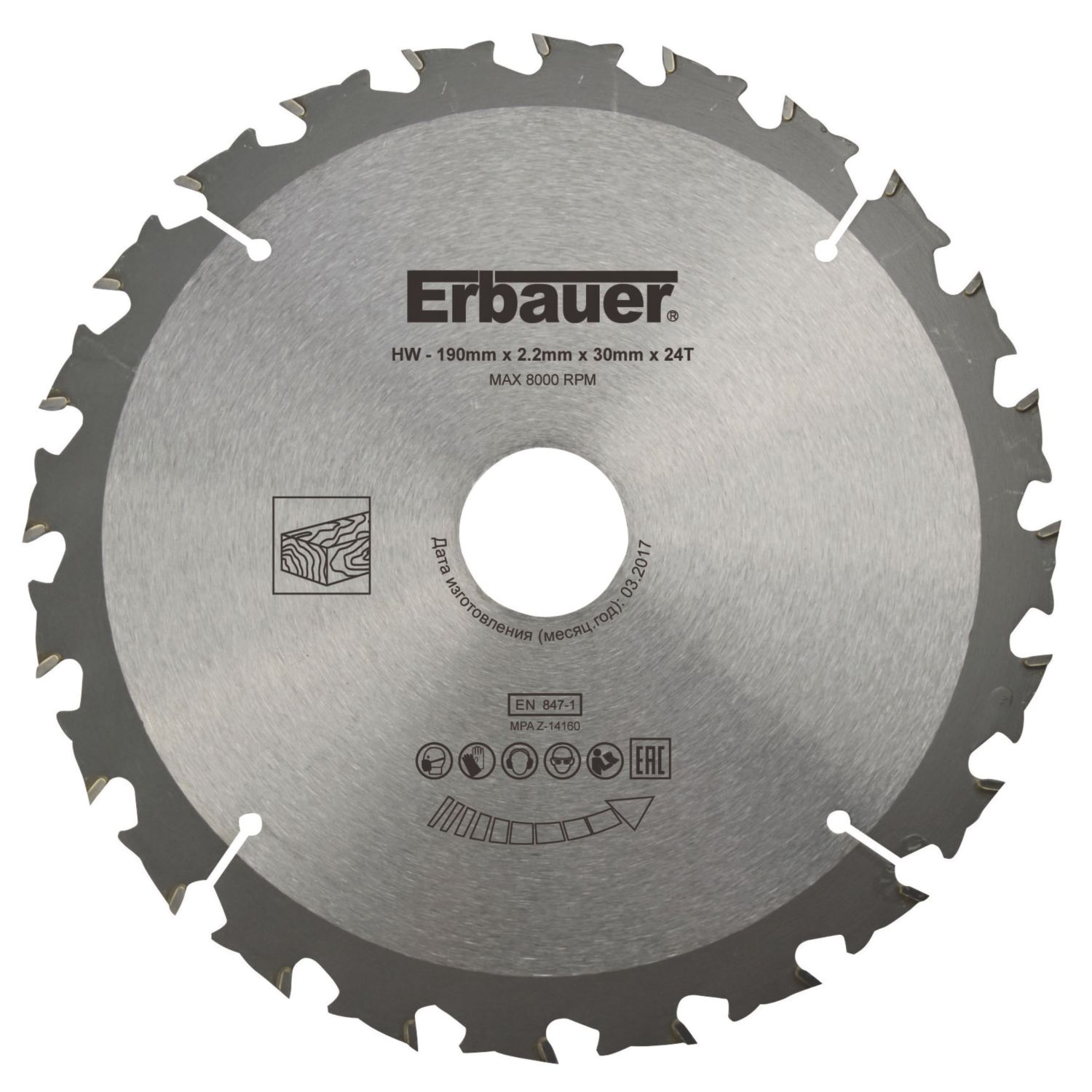 Erbauer Wood TCT Saw Blade 190mm x 30mm 24T (7756V)