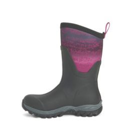 Muck Boots Arctic Sport Mid Size 4 Womens Black/ Magenta Non Safety Wellies
