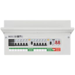 British General Circuit Protection 12-Module 10-Way Part-Populated High Integrity Main Switch Consumer Unit with SPD