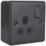 British General  Black 13A 1-Gang DP Switched Metal Clad Socket  with Colour-Matched Inserts