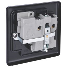 British General  Black 13A 1-Gang DP Switched Metal Clad Socket  with Colour-Matched Inserts