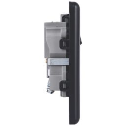 British General  Black 13A 1-Gang DP Switched Metal Clad Socket  with Colour-Matched Inserts