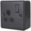 British General  Black 13A 1-Gang DP Switched Metal Clad Socket  with Colour-Matched Inserts