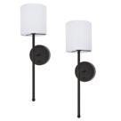 UME  Multi Colour Rechargeable LED Black Wall Lights with Drum Shade 4.9W 200lm 2 Pack