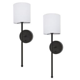 UME  Multi Colour Rechargeable LED Black Wall Lights with Drum Shade 4.9W 200lm 2 Pack
