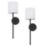 UME  Multi Colour Rechargeable LED Black Wall Lights with Drum Shade 4.9W 200lm 2 Pack